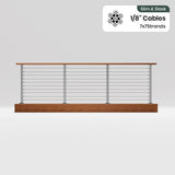 BLIKA 36'' & 42'' Brushed Stainless Steel Surface Mount Cable Railing System DIY Kit (4FT - 28FT, Level Drilled, No Handrail) - 1/8" Cable & Hardware