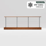 BLIKA 36'' & 42'' Brushed Stainless Steel Surface Mount Cable Railing System DIY Kit (4FT - 28FT, Level Drilled, No Handrail) - 3/16" Cable & Hardware